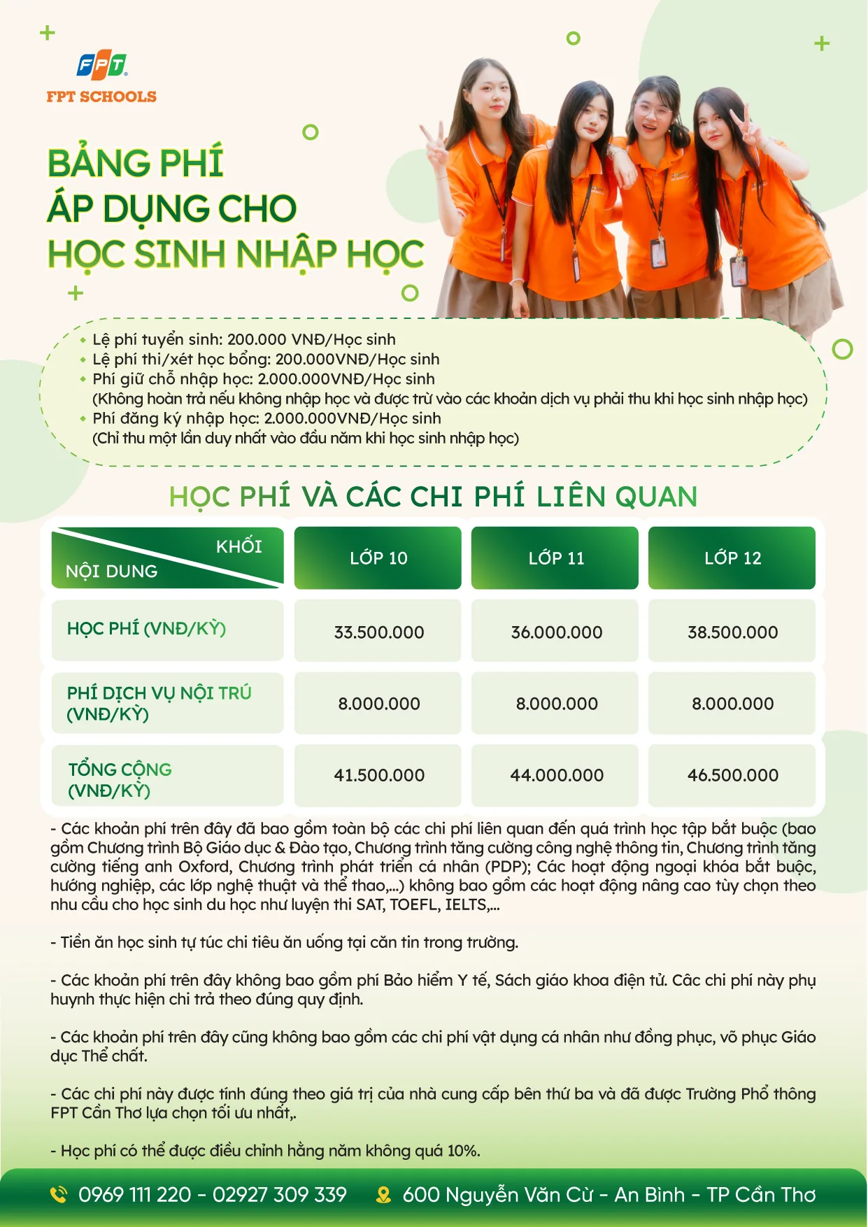 HỌC PHÍ & QUY TRÌNH TUYỂN SINH TRƯỜNG PHỔ THÔNG FPT CẦN THƠ, NĂM HỌC 2026 - 2027 | FPT Schools