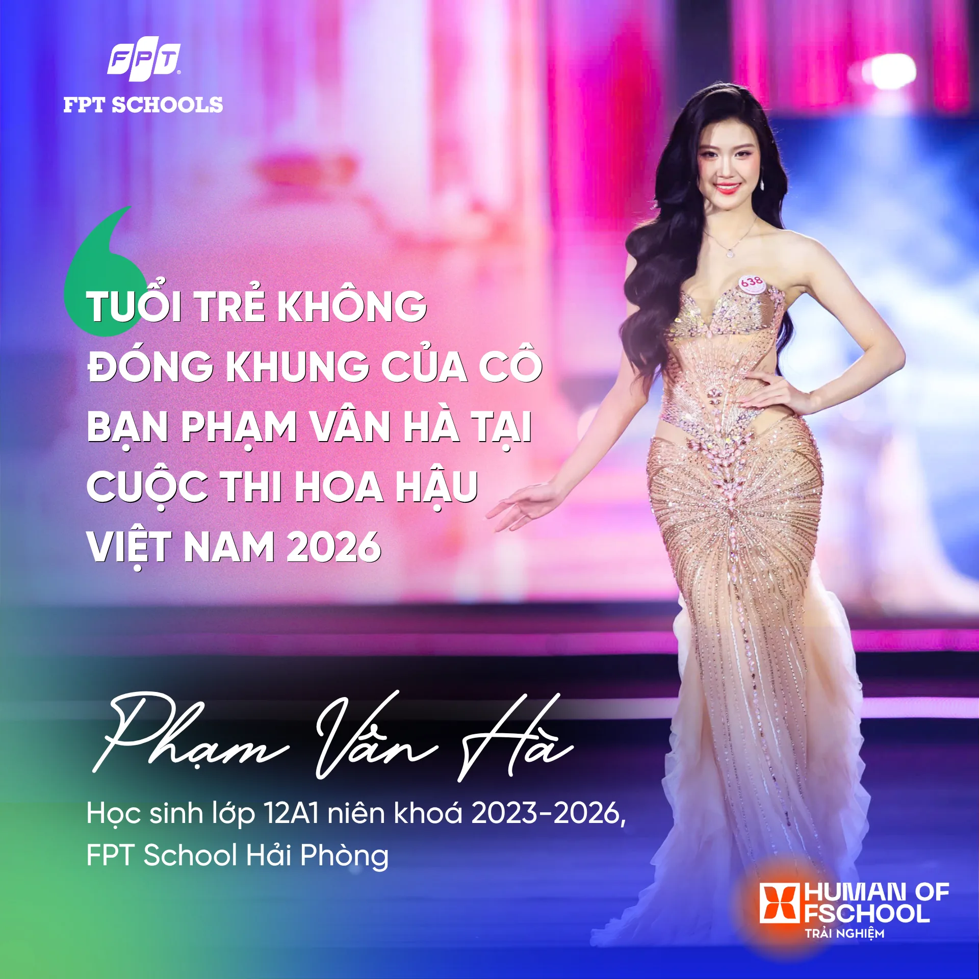 Phạm Vân Hà - học sinh FPT School Hải Phòng tại Hoa hậu Việt Nam 2026 | FPT Schools