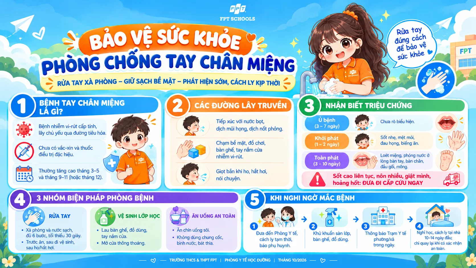 FPT School Hải Phòng chủ động phòng chống bệnh tay chân miệng - FPT Education Phòng chống bệnh chân tay miệng cùng FPT School Hải Phòng