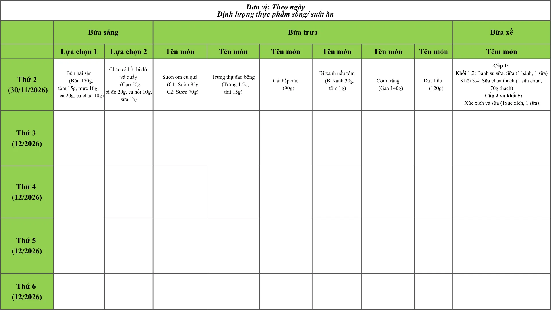 Thực đơn tháng 11 – FPT School Cầu Giấy - FPT Education Thực đơn tháng 11 – FPT School Cầu Giấy | FPT Schools