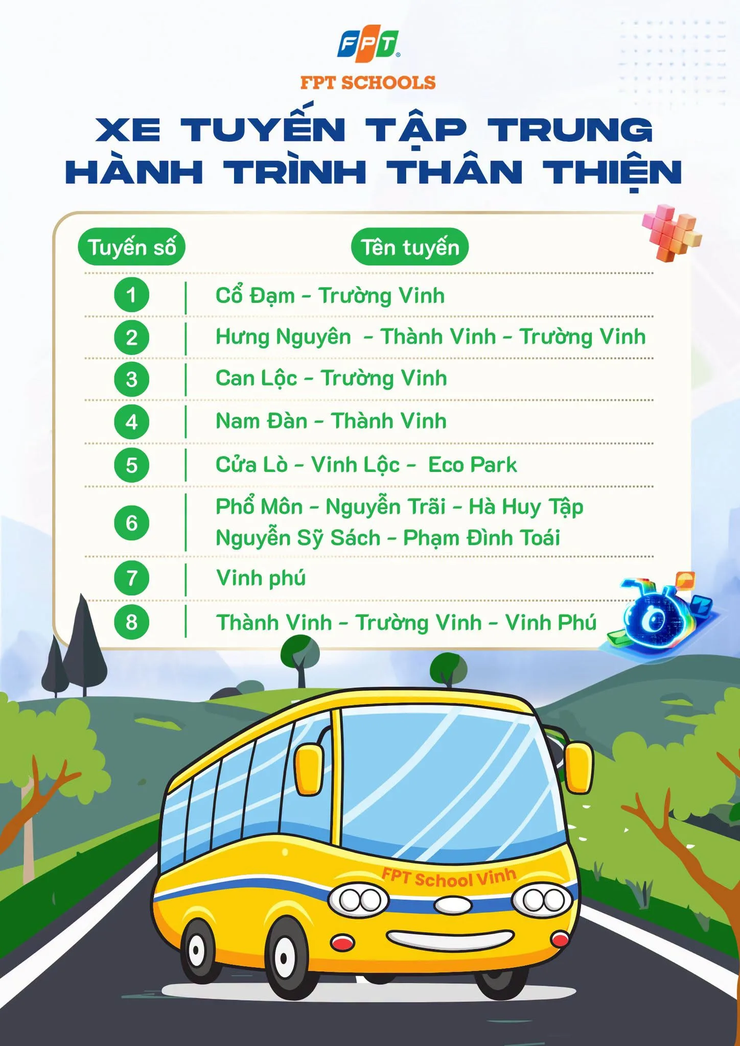Xe tuyến FPT School Vinh - Hành trình an toàn, phụ huynh an tâm | FPT Schools