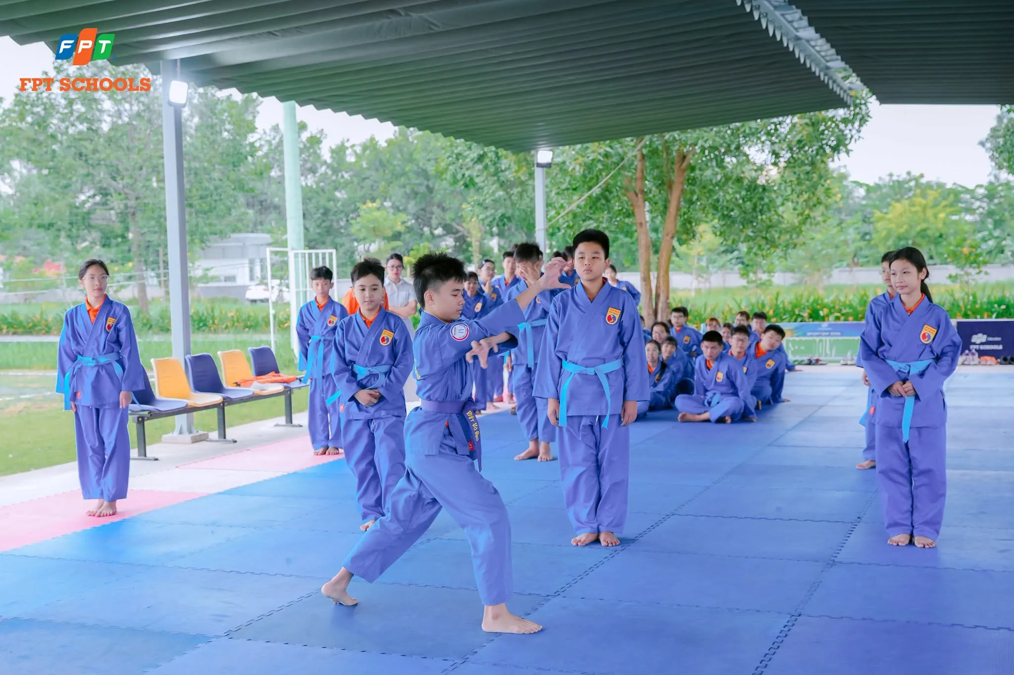 Học sinh FPT School Thanh Hóa thể hiện sự quyết tâm trong buổi thi tuyển Đội tuyển Vovinam.
