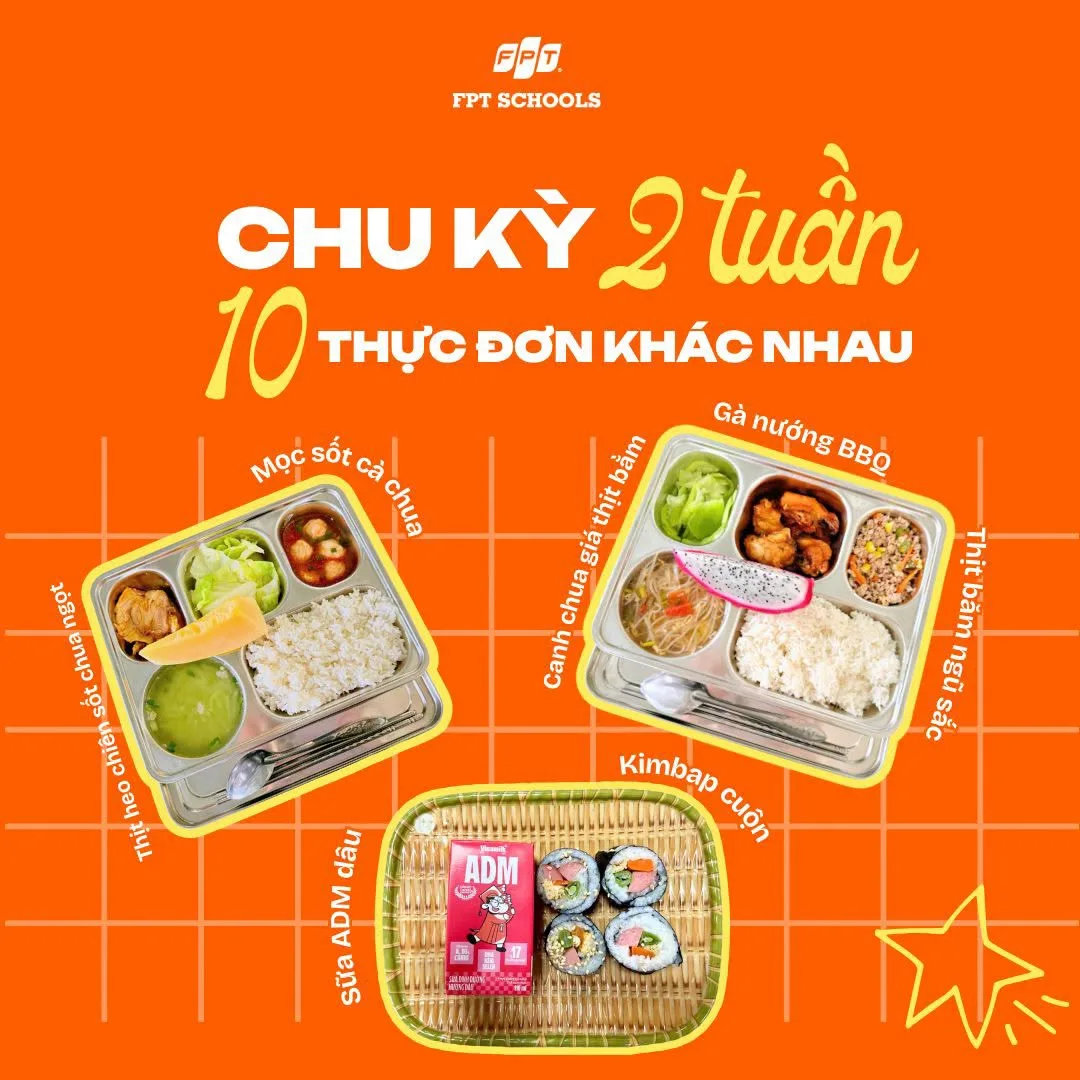 3 điểm cộng giúp ba mẹ an tâm về bữa ăn bán trú FPT School Hải Phòng - FPT Education Thực đơn bán trú đa dạng tại FPT School Hải Phòng